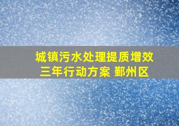 城镇污水处理提质增效三年行动方案 鄞州区